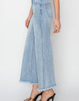 RISEN High Rise Crop Wide Fray Hem Jeans