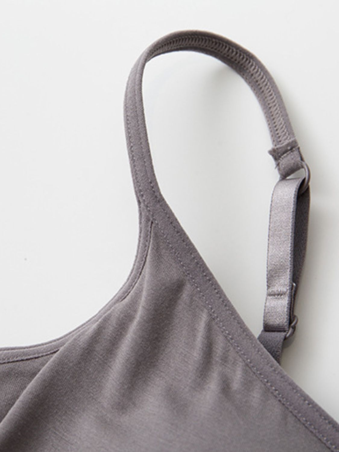 Light Gray Full Size Adjustable Strap Modal Cami with Bra Sentient Beauty Fashions Apaparel &amp; Accessories
