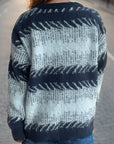 Contrast Round Neck Dropped Shoulder Sweater