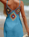Steel Blue Cutout V-Neck Cover-Up Dress Sentient Beauty Fashions Apparel & Accessories