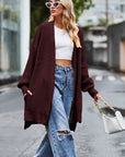 Open Front Dropped Shoulder Longline Cardigan