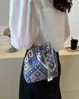 Dark Gray Printed Chain Bucket Bag