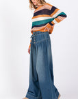 SAGE+FIG Smocked Waist Band Wide Leg Jeans