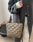 PU Leather Printed Strap Quilted Handbag