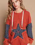 POL Star Patchwork Raw Edge French Terry Hoodie