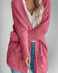 Double Take Pocketed Open Front Long Sleeve Cardigan