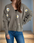 Daisy Button Up V-Neck Cardigan