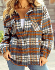 Plaid Collared Neck Jacket with Chest Pockets