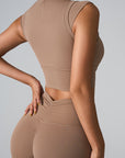 Rosy Brown Mock Neck Active Tank Sentient Beauty Fashions Apparel & Accessories