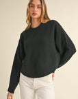 Mable Round Neck Dolman Sleeve Cropped Sweater