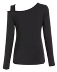 Cutout Asymmetrical Neck Long Sleeve T-Shirt