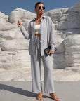 Honey Button Up Long Sleeve Top and Pants Set