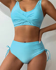 Gray Scoop Neck Wide Strap Bikini Set Sentient Beauty Fashions Swimwear