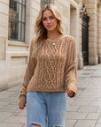 Round Neck Dropped Shoulder Long Sleeve Sweater