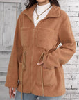 Drawstring Zip Up Long Sleeve Outerwear