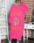 Letter Dropped Shoulder Long Sleeve Cardigan