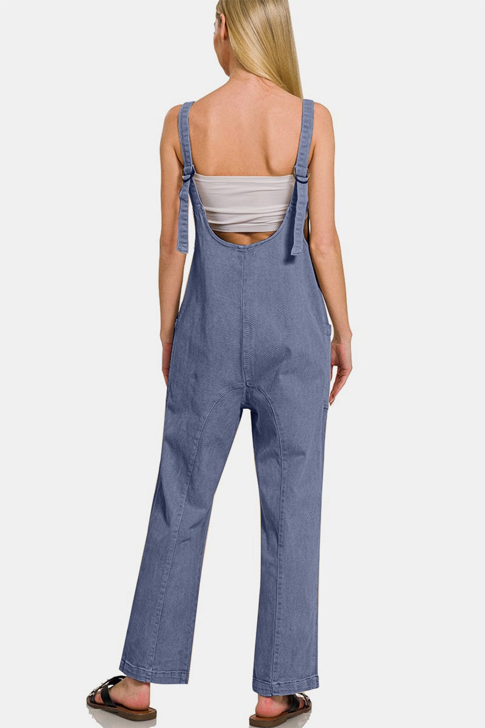 Dim Gray Zenana Pocketed Wide Strap Jumpsuit