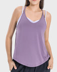 Gray Slit Spaghetti Strap Scoop Neck Active Cami