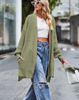 Open Front Dropped Shoulder Longline Cardigan