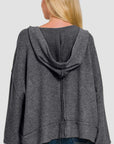 Zenana Brushed Hacci Exposed Seam Hoodie