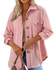 Textured Button Up Long Sleeve Shacket