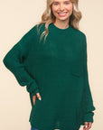 Haptics Full Size Mock Neck Side Slit Knit Top