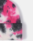 Misty Rose Tie-Dye Cuffed Rib-Knit Beanie Hat