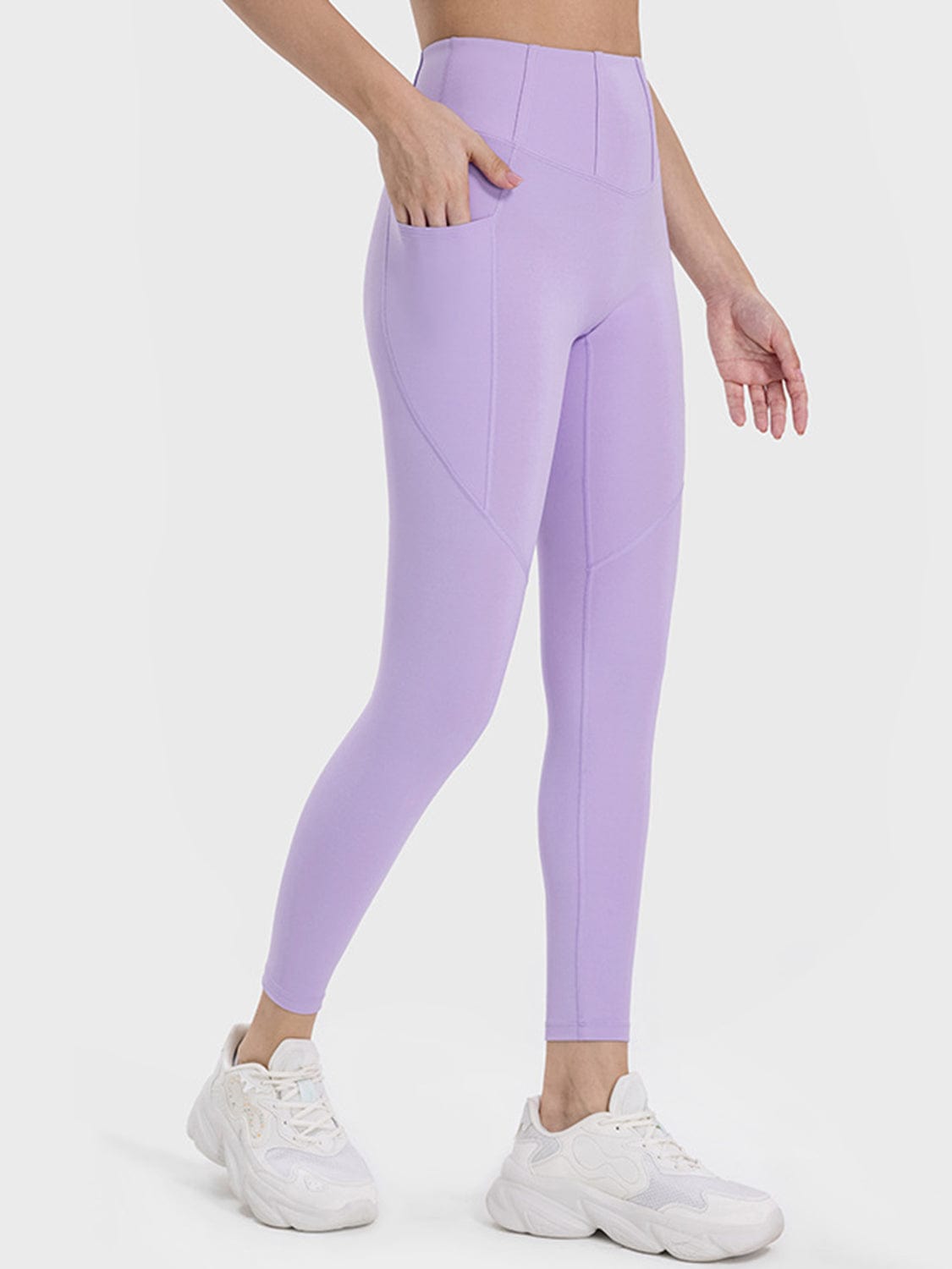 Lavender Pocketed High Waist Active Leggings