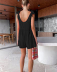 Dark Gray Full Size Scoop Neck Tie Shoulder Romper