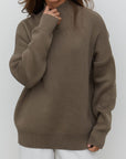 Mock Neck Dropped Shoulder Sweater