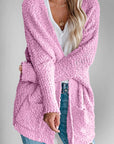 Double Take Pocketed Open Front Long Sleeve Cardigan