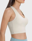 Light Gray Scoop Neck Wide Strap Active Tank