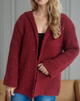 Sequin Detail Long Sleeve Hooded Cardigan