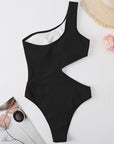 Black Cutout One Shoulder One-Piece Swimwear Sentient Beauty Fashions Apparel & Accessories