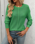 Mandy Round Neck Dropped Shoulder Knit Top