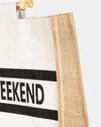 Antique White Fame Bamboo Handle Hello Weekend Tote Bag Sentient Beauty Fashions *Accessories