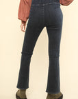 VERY J Washed Denim Stretchy Crossover Waist Leggings