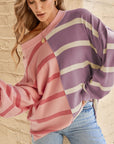 Contrast Striped Long Sleeve Sweatshirt