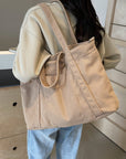 Corduroy Solid Large Tote Bag