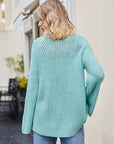 Raglan Sleeve Waffle Knit Sweater