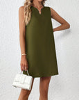 Dark Olive Green Notched Sleeveless Mini Tank Dress Sentient Beauty Fashions Apparel & Accessories