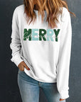 MERRY CHRISTMAS Contrast Long Sleeve Sweatshirt