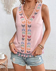 Light Gray Tassel Printed V-Neck Tank