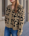 Leopard V-Neck Button Up Cardigan