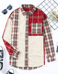 Plaid Patchwork Collared Neck Shacket