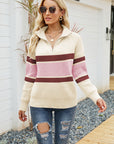 Quarter-Zip Collared Neck Sweater