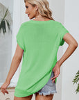 Color Block V-Neck Short Sleeve Knit Top