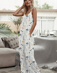 Gray Printed Spaghetti Strap Jumpsuit