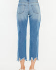 Steel Blue Kancan Distressed Frayed Hem Cropped Jeans