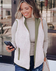 Fuzzy Zip Up Vest Coat with Pockets